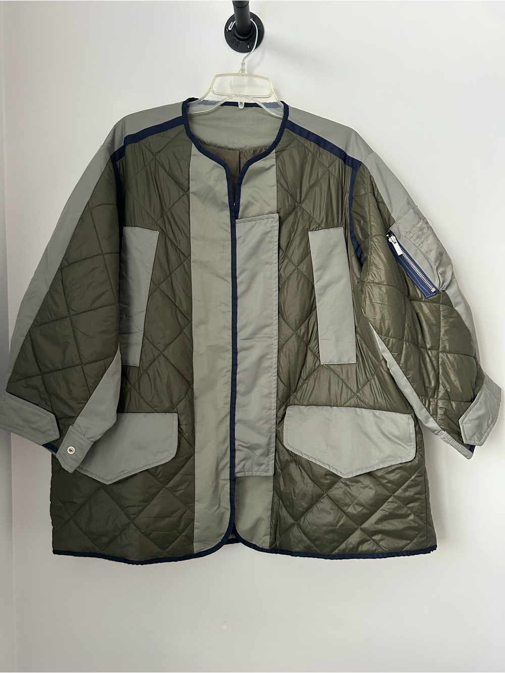 Quilted Olive & Gray Oversized Barn Chore Coat